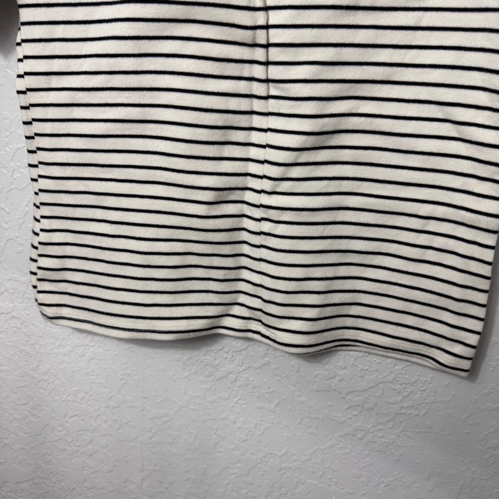 Abercrombie & Fitch Essentials Mock Neck Striped Short Sleeve Top Cream Black M - Picture 8 of 11